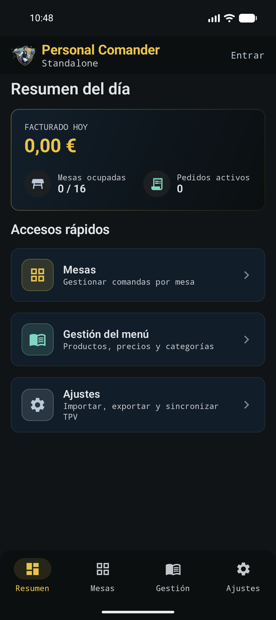 Resumen del día en Personal Comander